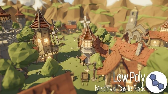 Low Poly Medieval Castle Pack Low-poly 3D model 6