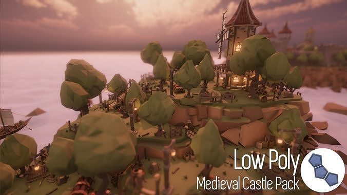 Low Poly Medieval Castle Pack Low-poly 3D model 2