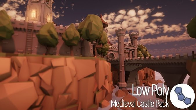 Low Poly Medieval Castle Pack Low-poly 3D model 3