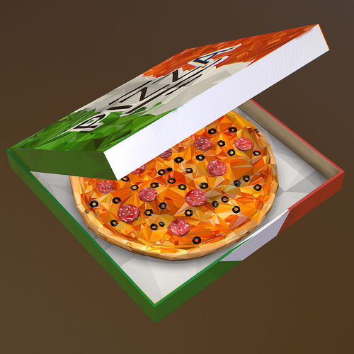 Animated Low Polygon Art Italian Pizza Pepperoni Low-poly 3D model