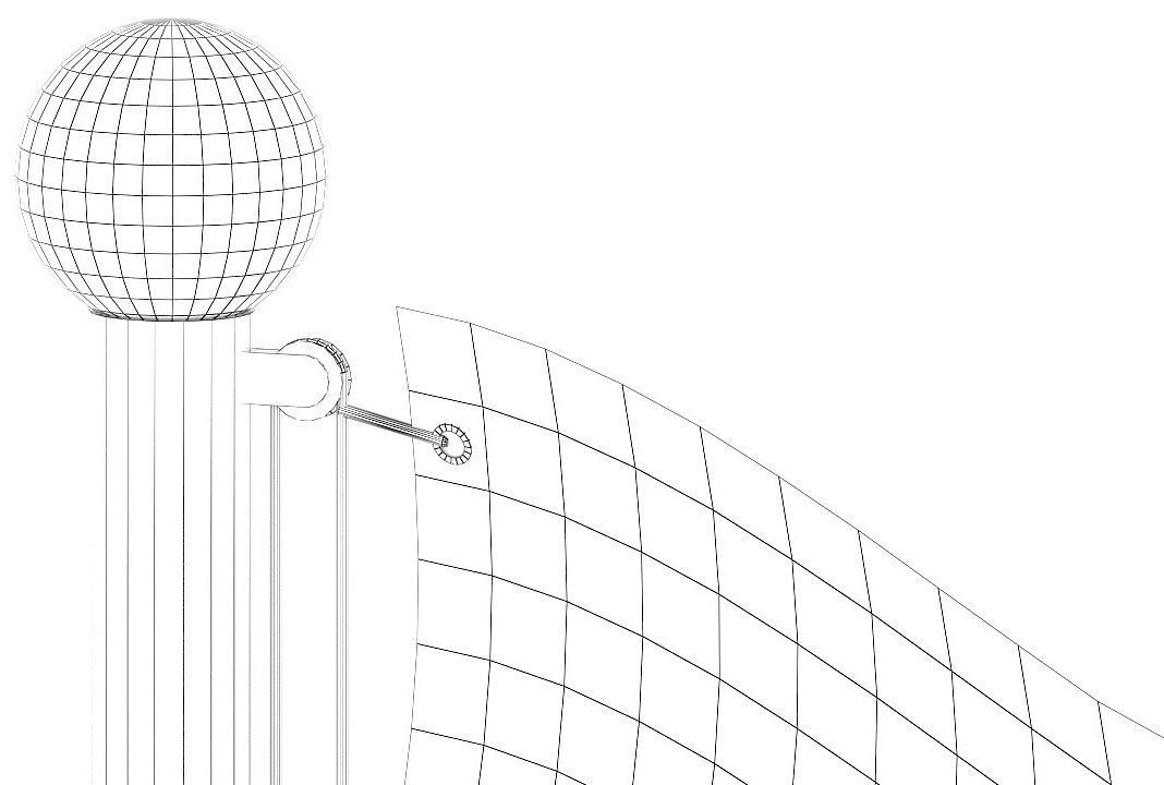 Chile flag on a pole 3D model_11