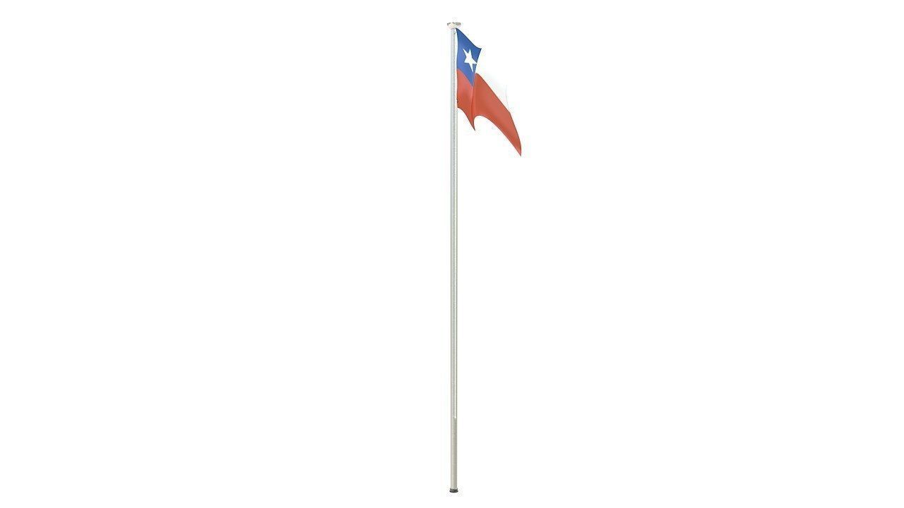 Chile flag on a pole 3D model_4