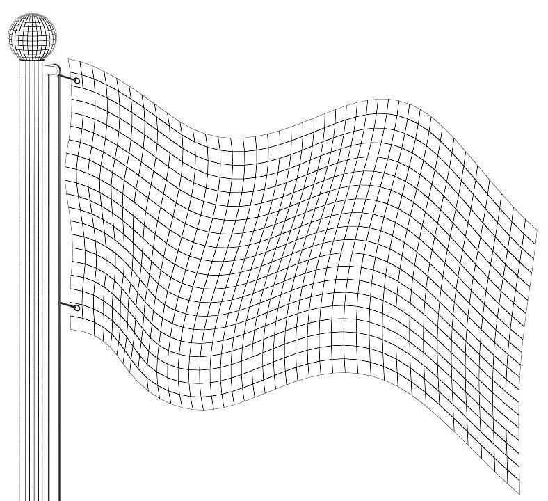 Chile flag on a pole 3D model_10