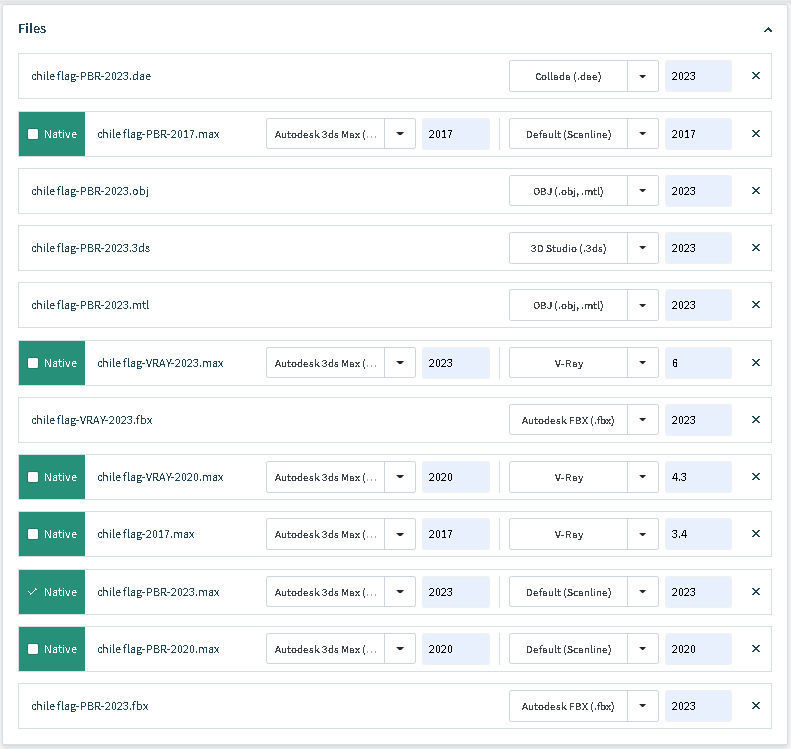 Chile flag on a pole 3D model_15
