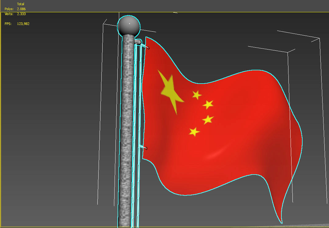 Chile flag on a pole 3D model_9