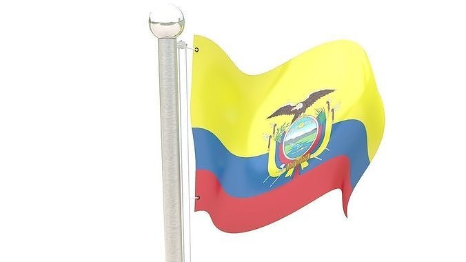 Ecuador Flag on pole 3D model