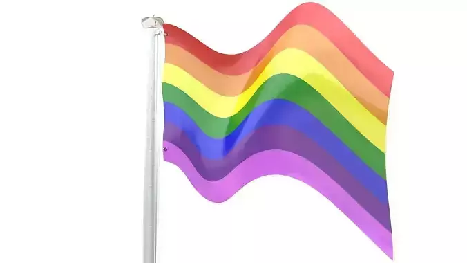 Gay flag on a pole