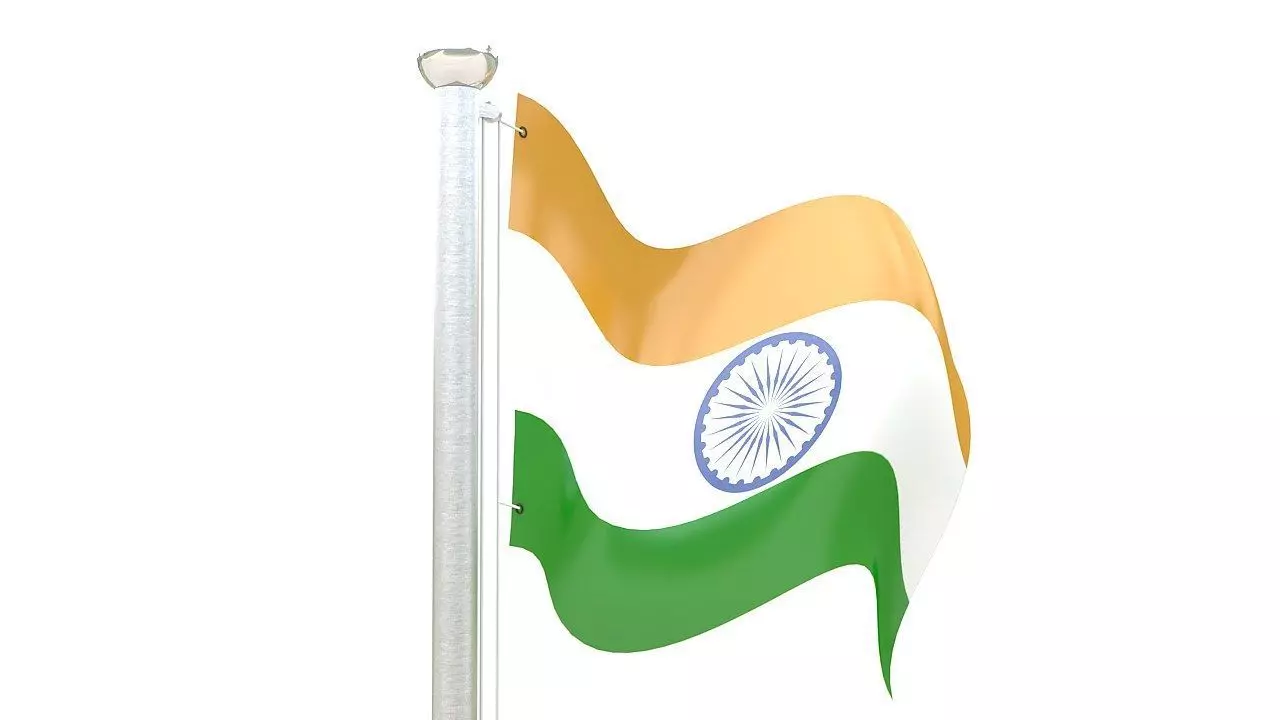 Indian Flag on a pole 3D model | CGTrader