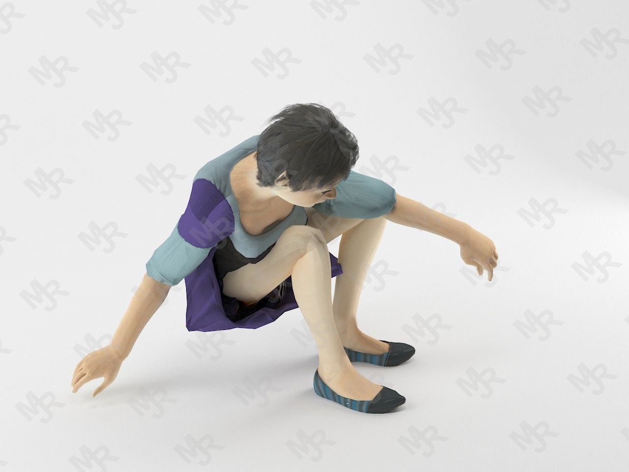 Elf Woman Animation Pack Low-poly 3D model_27