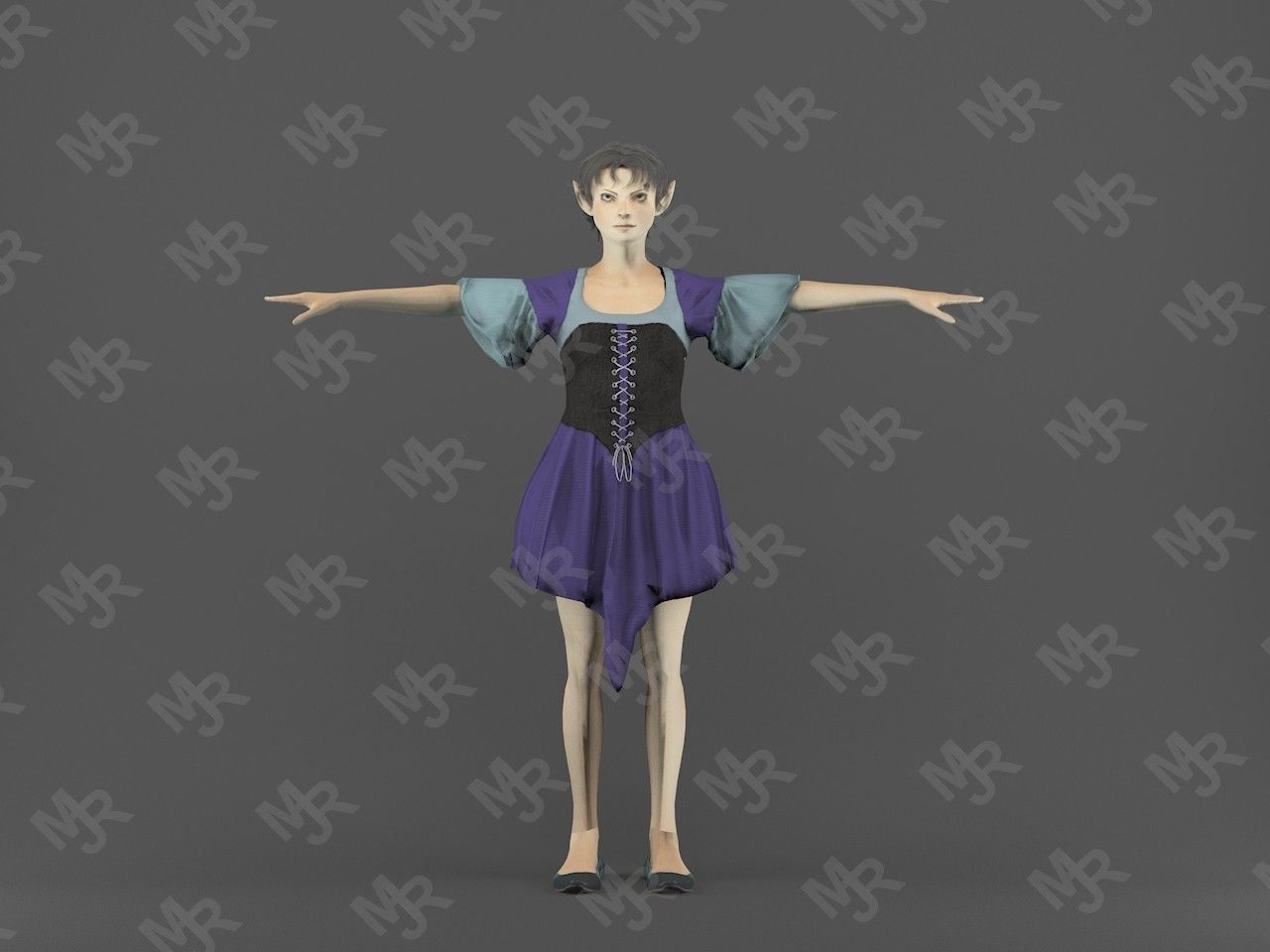 Elf Woman Animation Pack Low-poly 3D model_5
