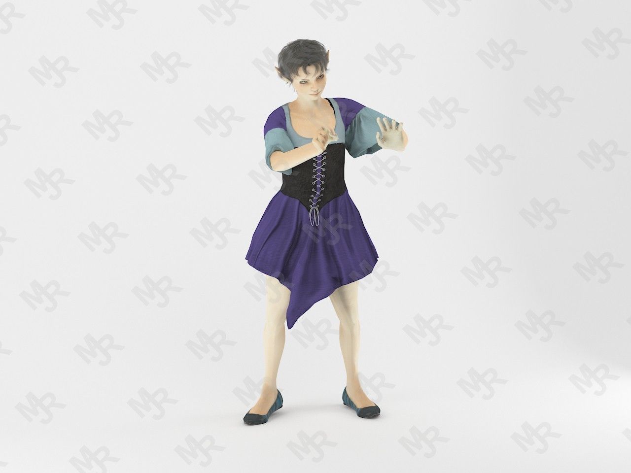 Elf Woman Animation Pack Low-poly 3D model_23