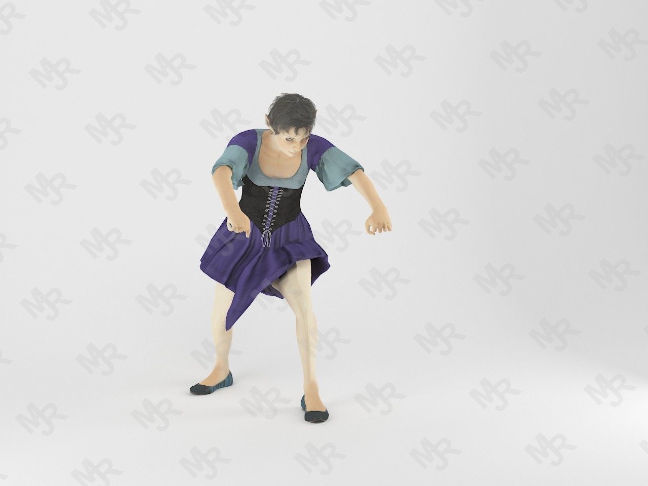 Elf Woman Animation Pack Low-poly 3D model_29