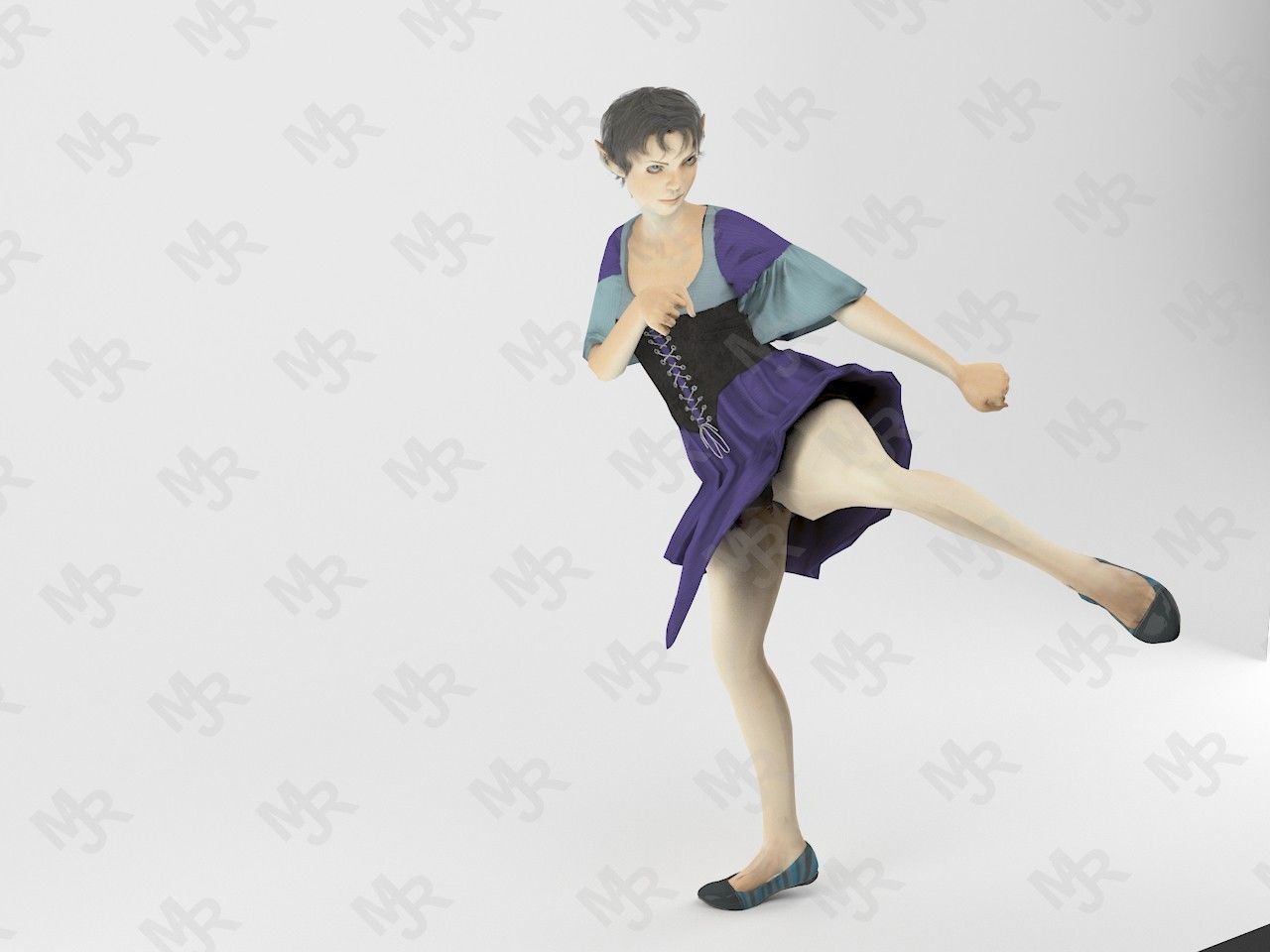 Elf Woman Animation Pack Low-poly 3D model_30