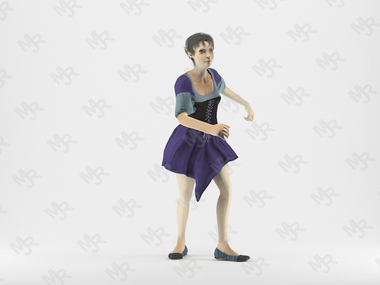 Elf Woman Animation Pack Low-poly 3D model_25