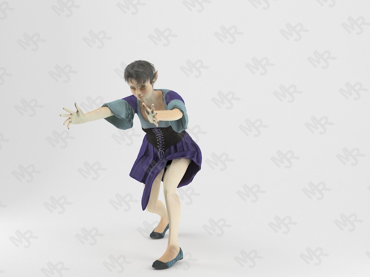 Elf Woman Animation Pack Low-poly 3D model_33