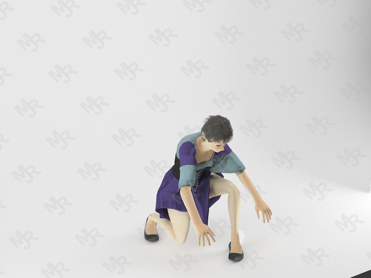 Elf Woman Animation Pack Low-poly 3D model_31