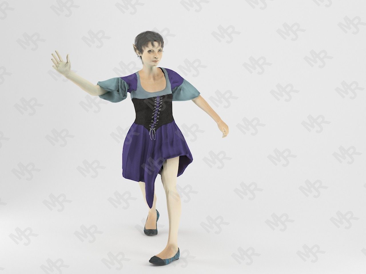 Elf Woman Animation Pack Low-poly 3D model_32