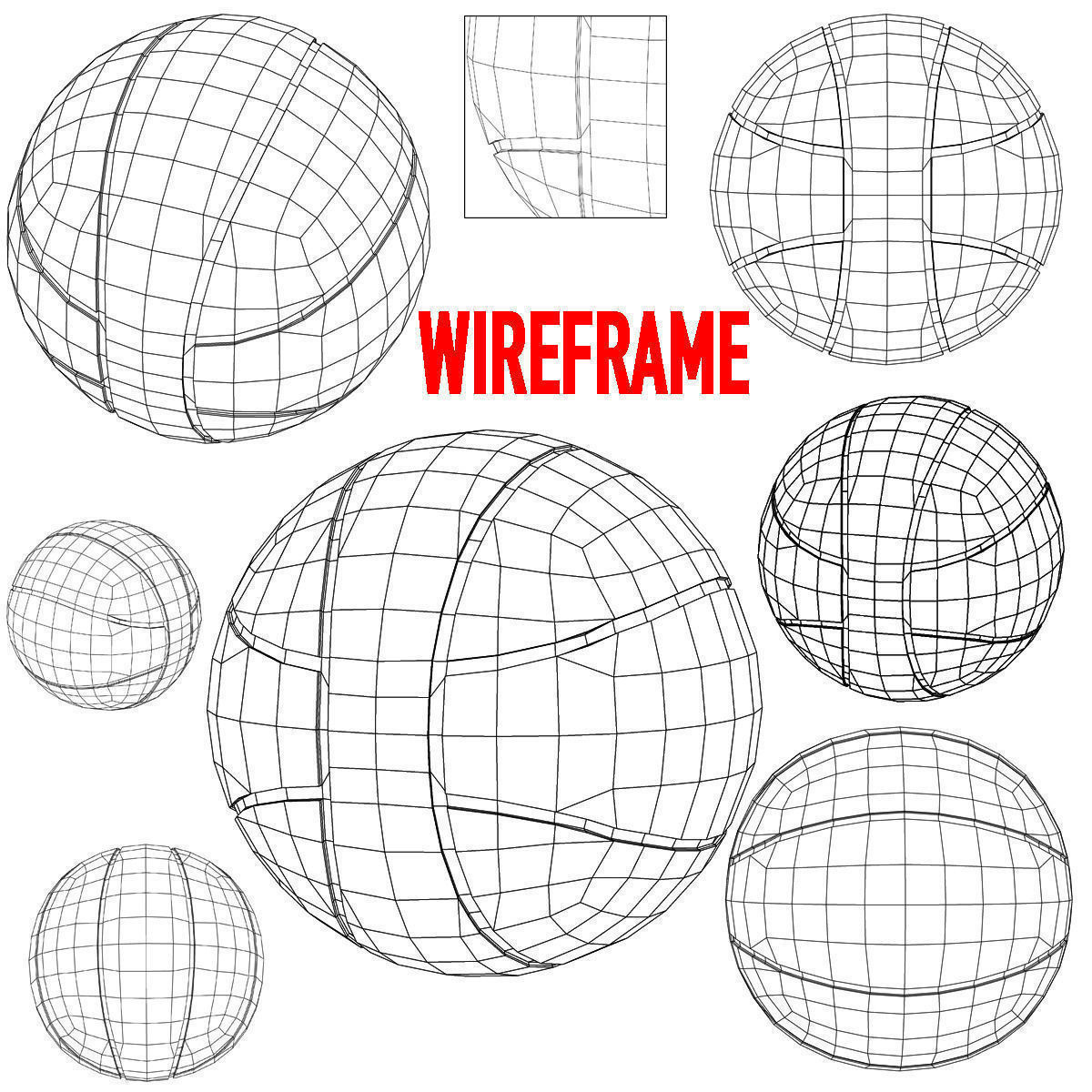 Basketball ball 4L bicolor Low-poly 3D model_4