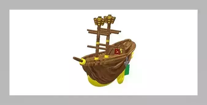 Schooner wooden pirate ship 3D print model