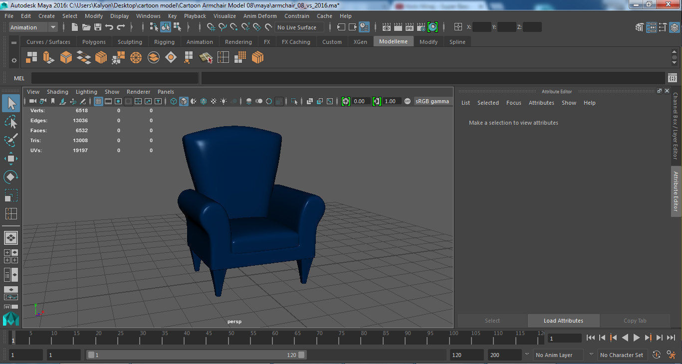 Cartoon Armchair Model 08 3D model_5