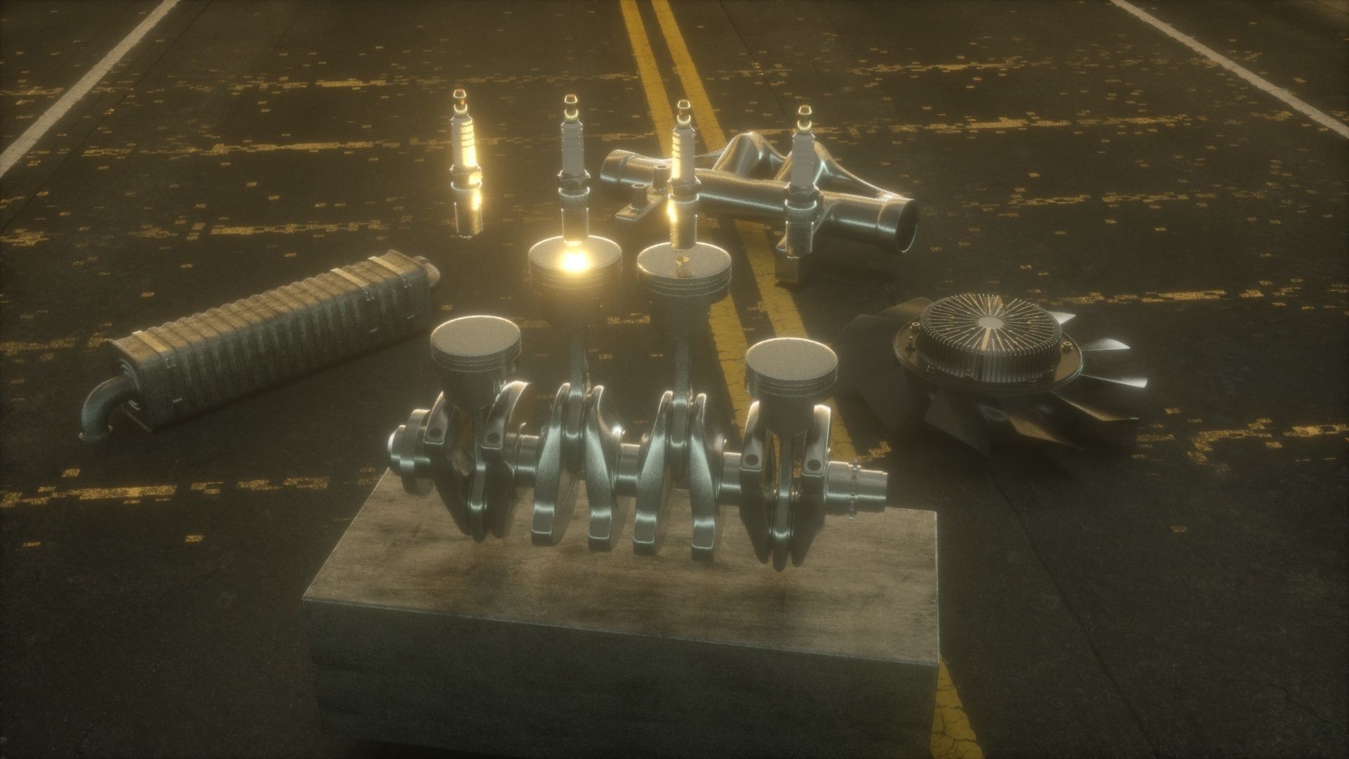 Pistons Rig 3D model_5