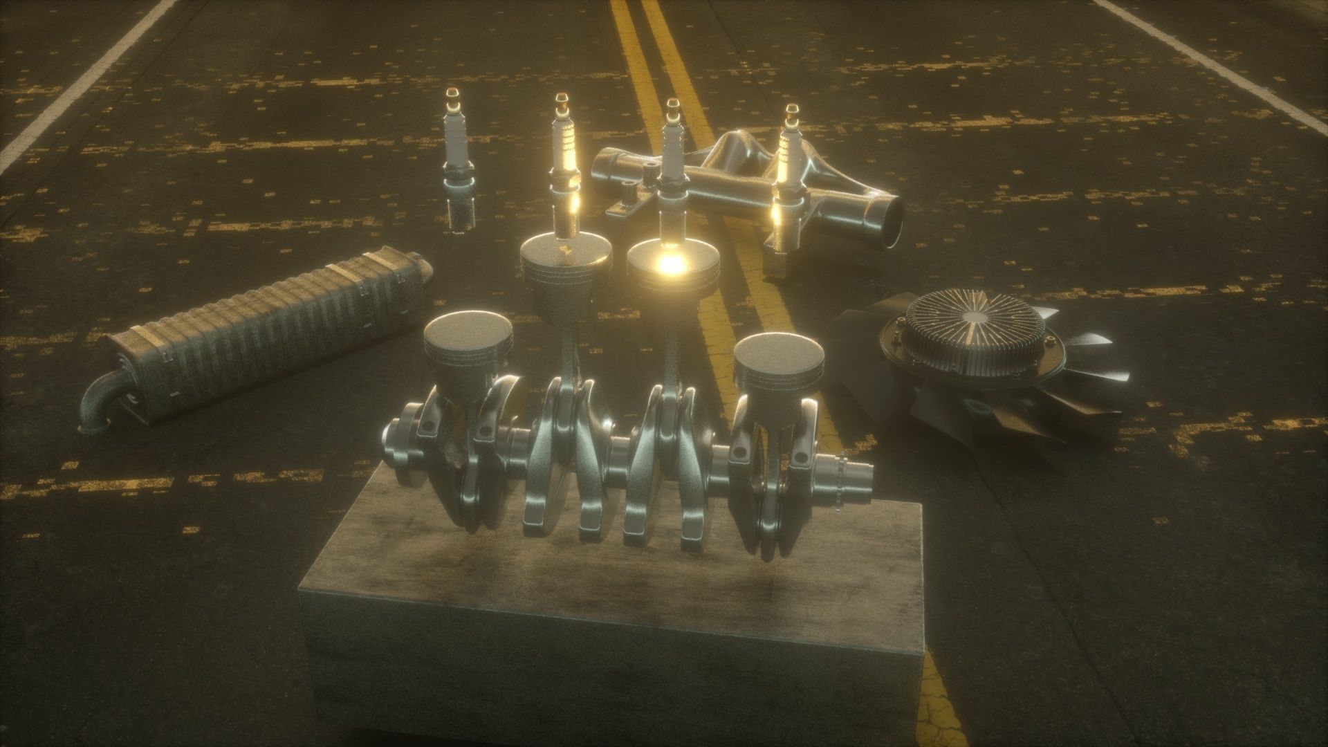 Pistons Rig 3D model_3