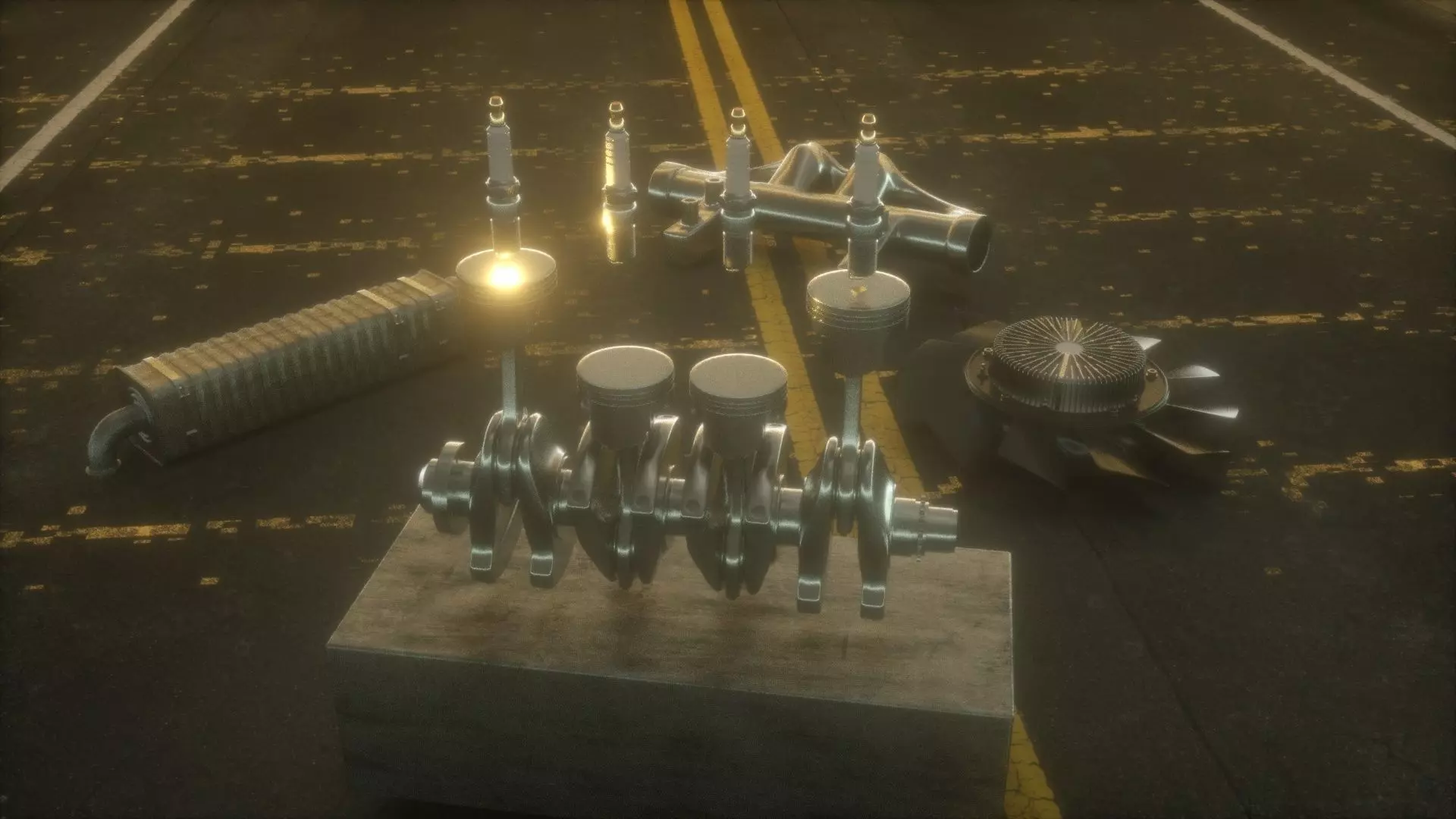 Pistons Rig 3D model_0