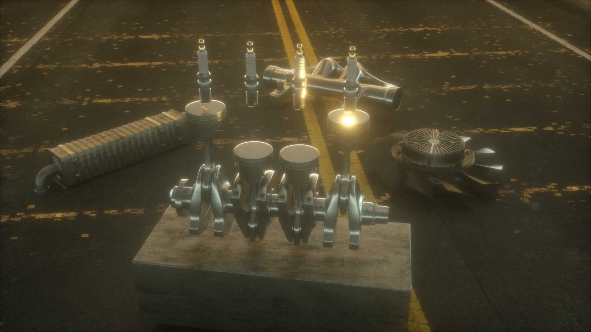 Pistons Rig 3D model_4