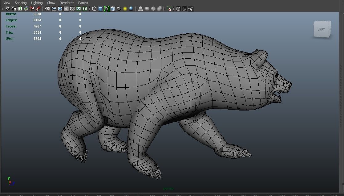 Panda bear in snow Low-poly 3D model_10