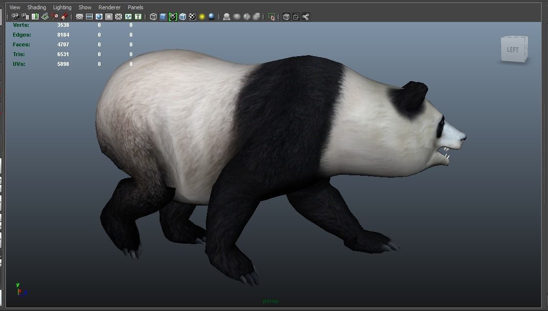 Panda bear in snow Low-poly 3D model_6