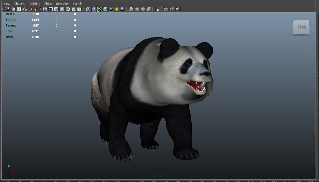 Panda bear in snow Low-poly 3D model_7