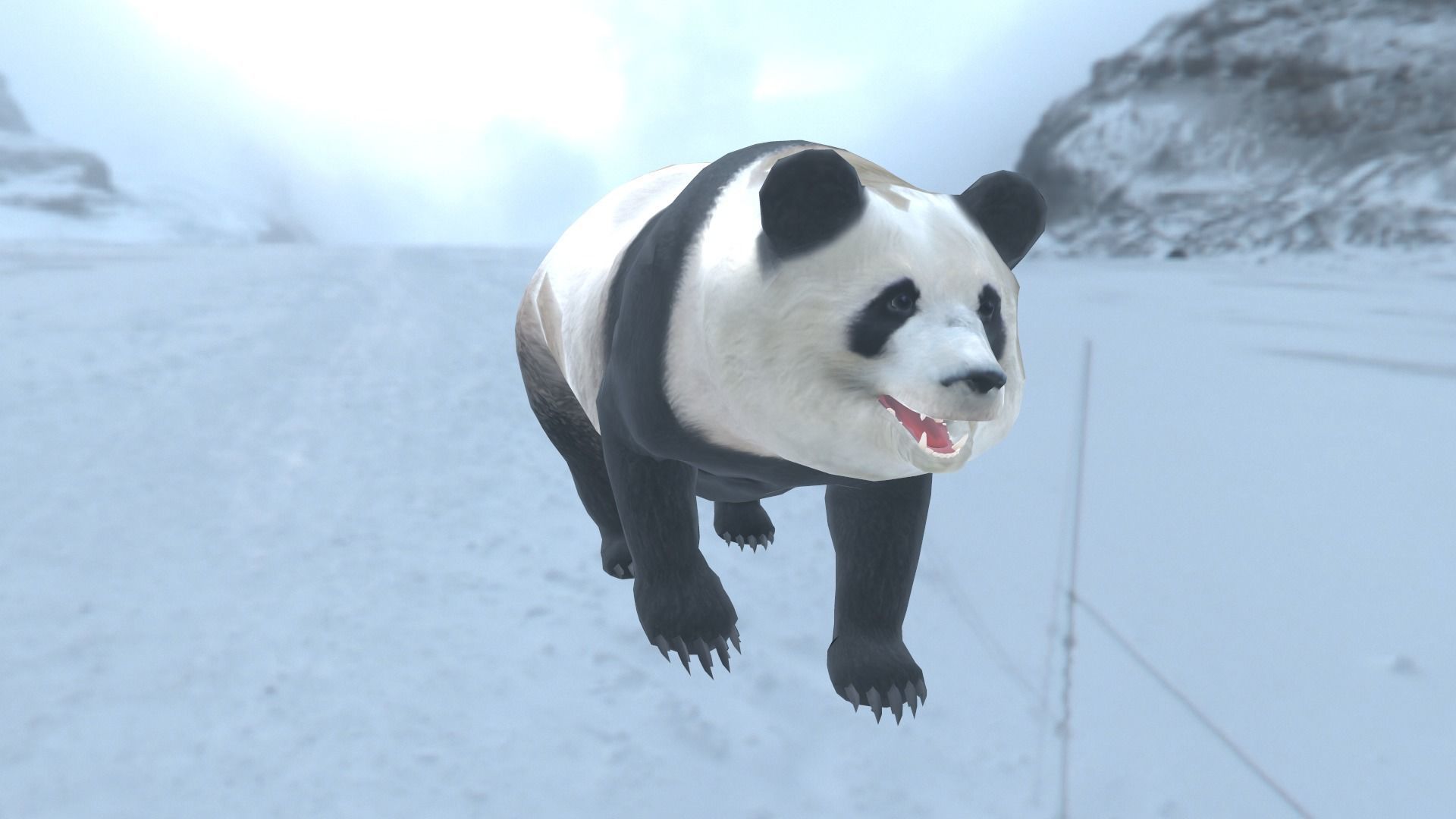 Panda bear in snow Low-poly 3D model_1