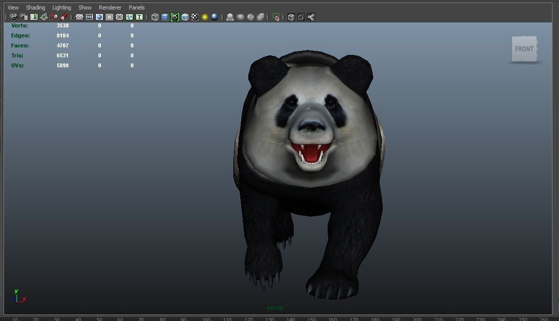 Panda bear in snow Low-poly 3D model_5