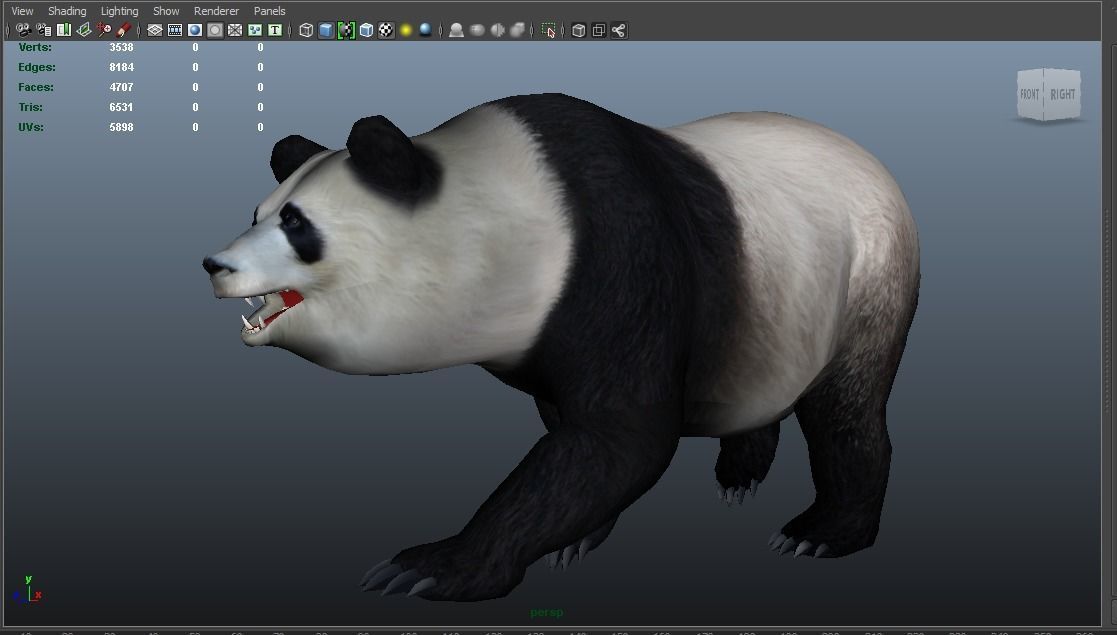 Panda bear in snow Low-poly 3D model_8