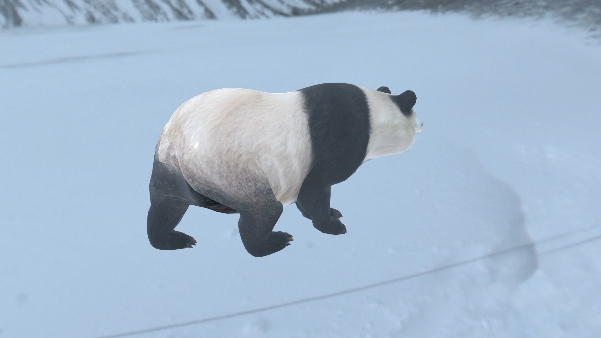 Panda bear in snow Low-poly 3D model_2