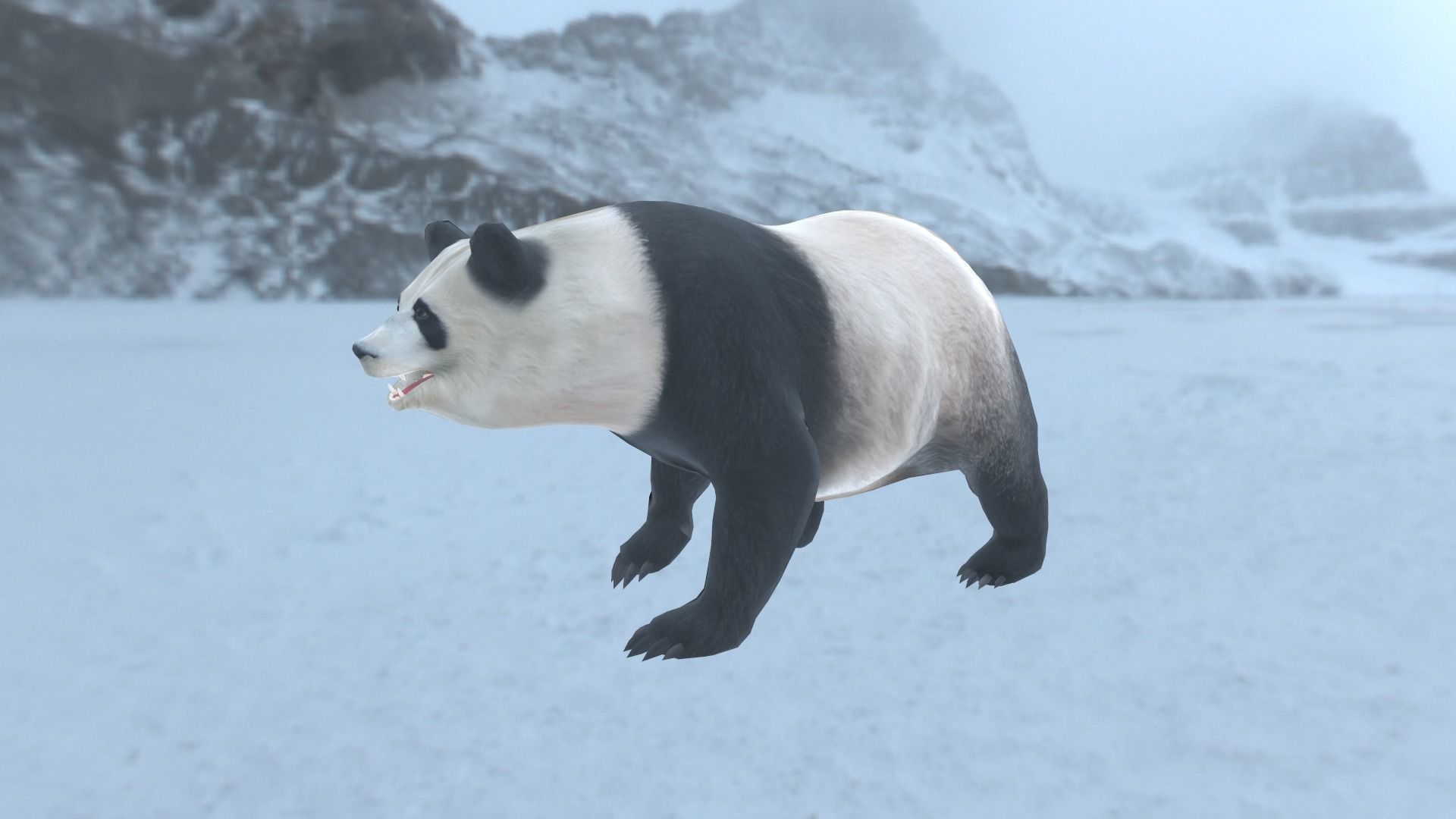 Panda bear in snow Low-poly 3D model_3
