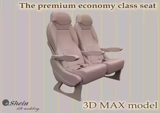 The premium economy class seat 3D model