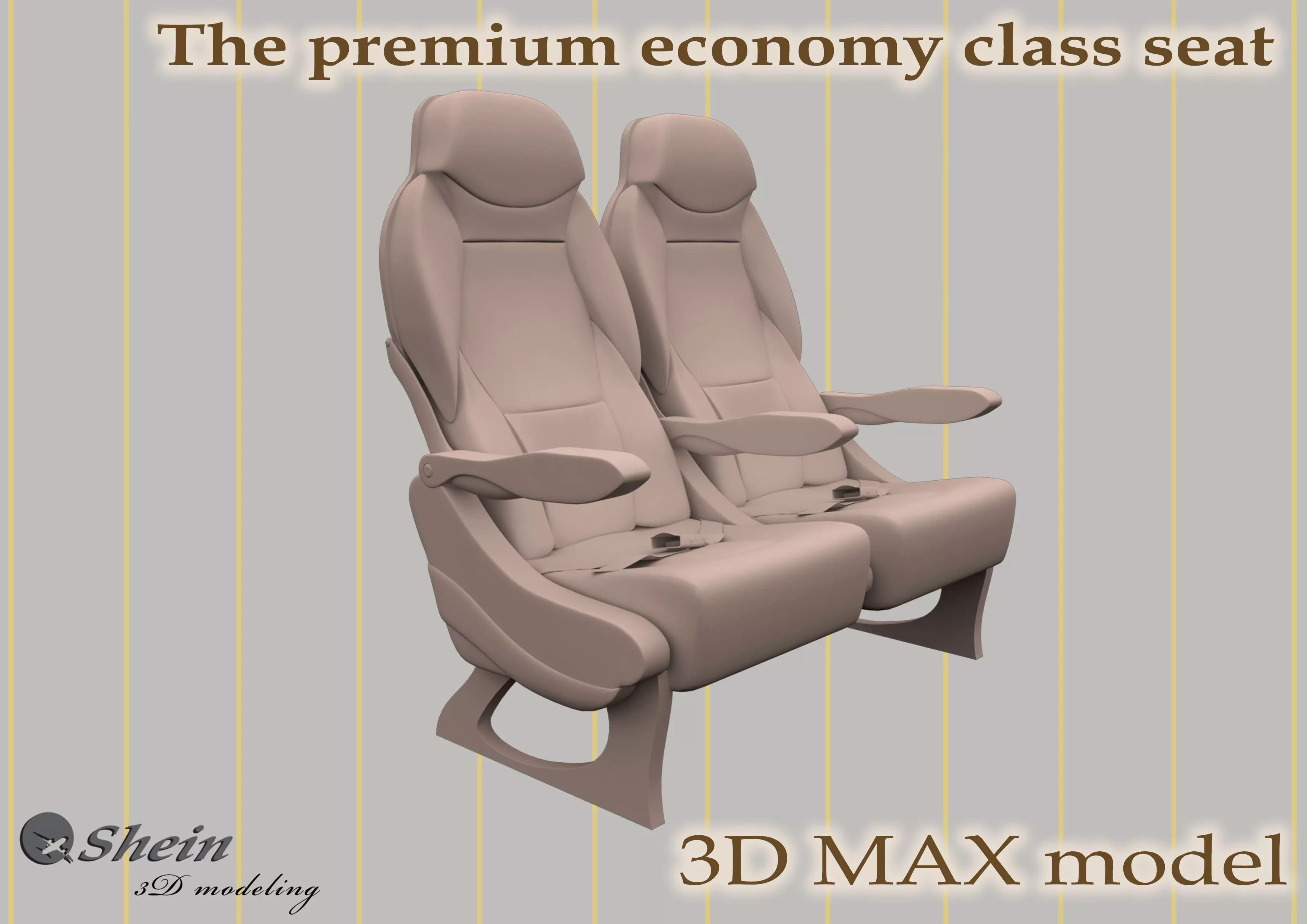 The premium economy class seat 3D model