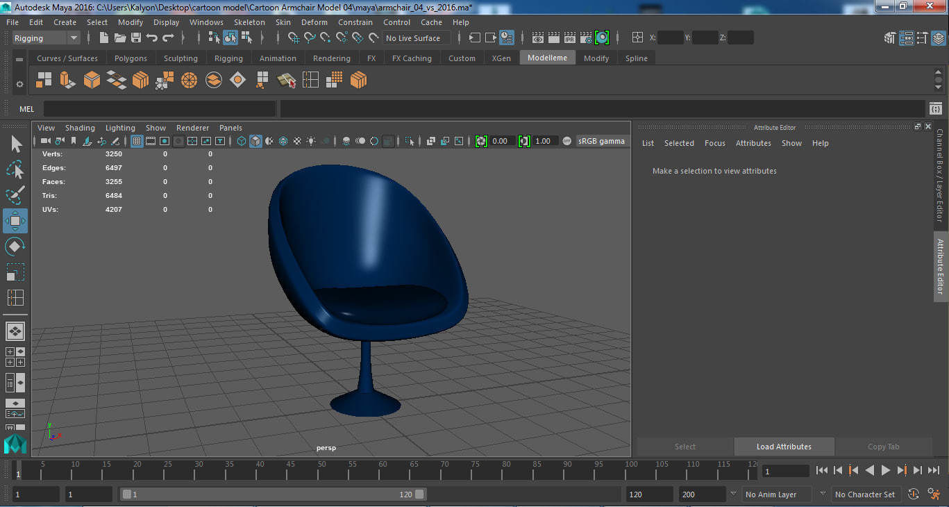 Cartoon Armchair Model 04 3D model_5