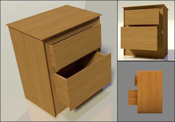 Simple Side Cabinet Low-poly 3D model
