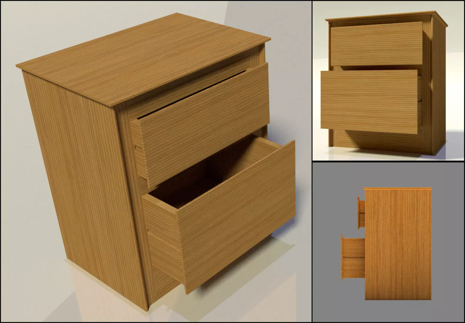 Simple Side Cabinet Low-poly 3D model_0