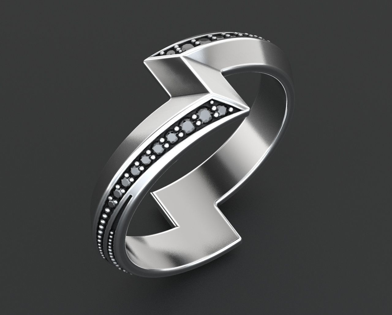 Stylish sword-shaped ring 348 3D print model_8