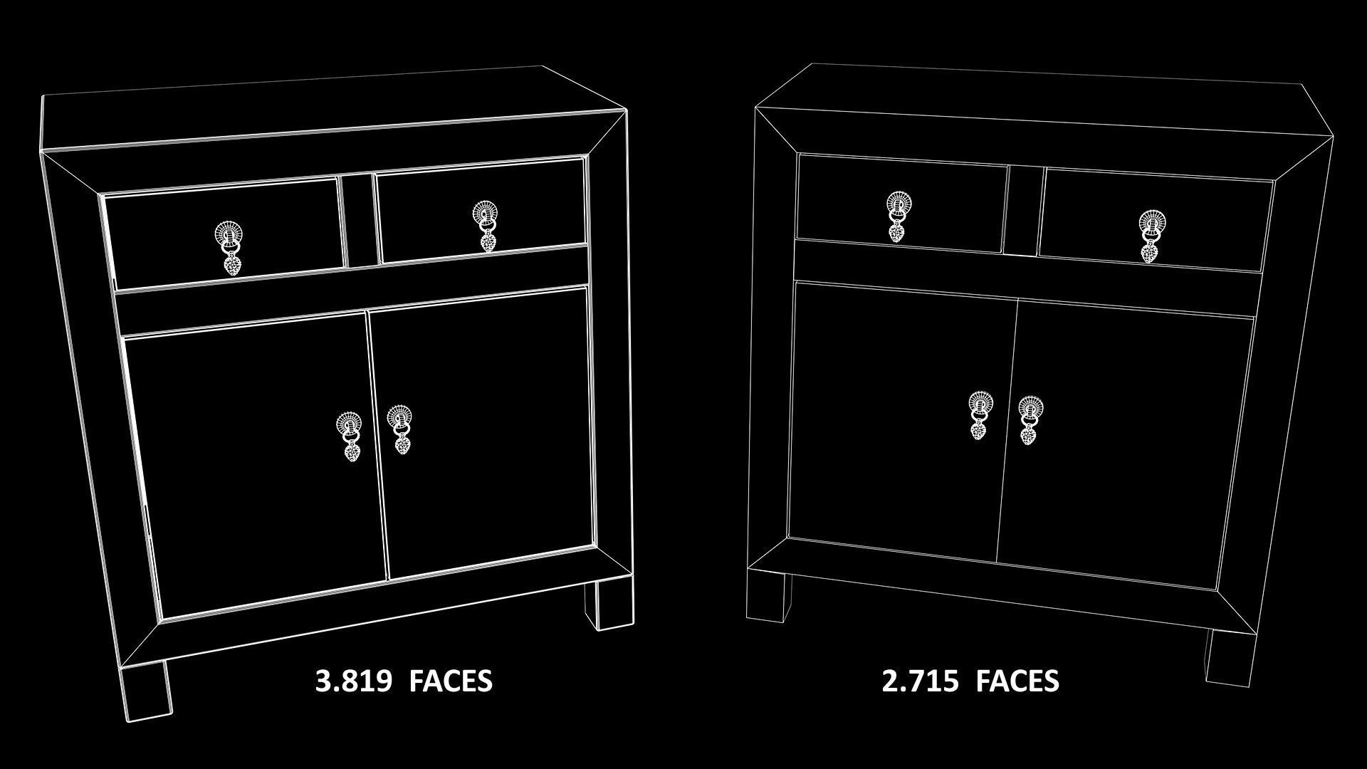 Chinese Furniture Low-poly 3D model_9