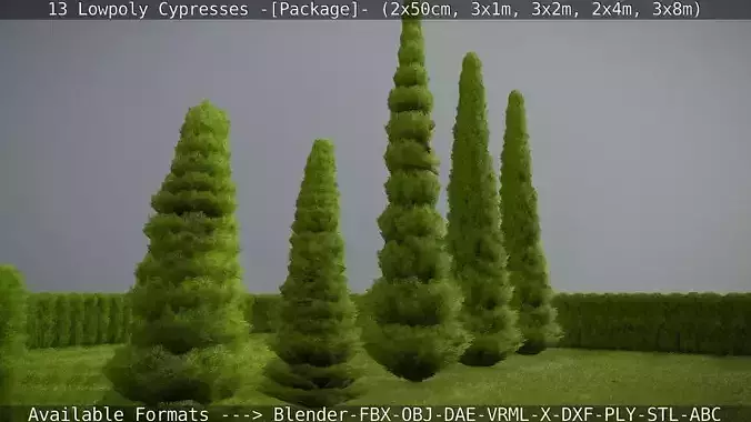 13 Lowpoly Cypresses Package Low-poly 3D model