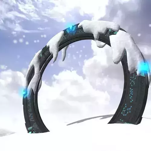 Stargate futuristic looking ring in snow