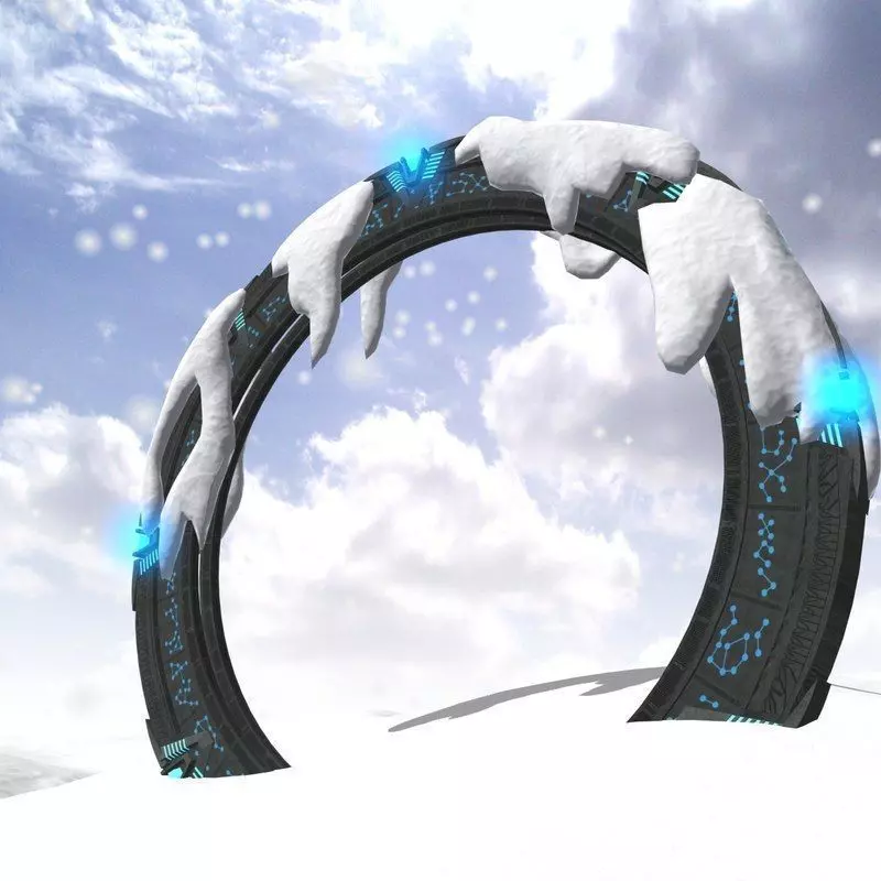 Stargate futuristic looking ring in snow 3D model