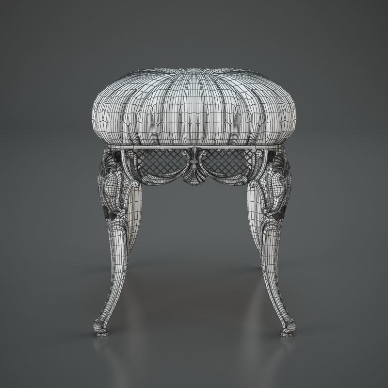 Chair ornate gold stool 3D model_5