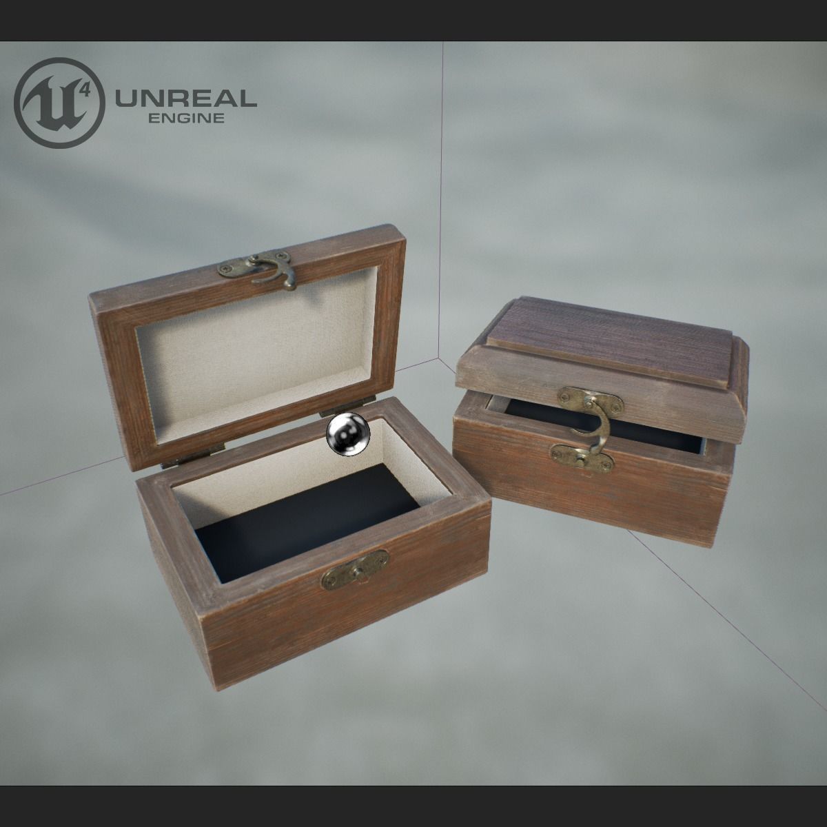 Wooden Ring Box Low-poly 3D model_8