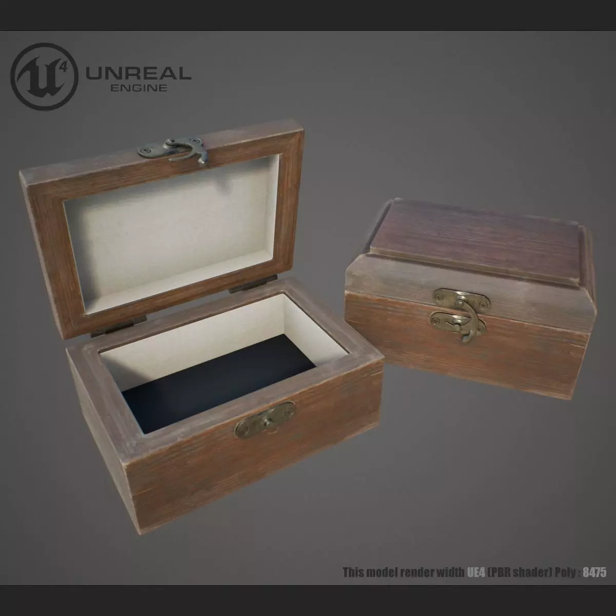 Wooden Ring Box Low-poly 3D model_0
