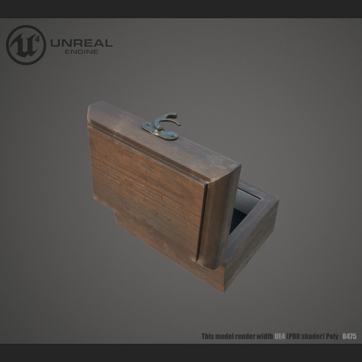 Wooden Ring Box Low-poly 3D model_5
